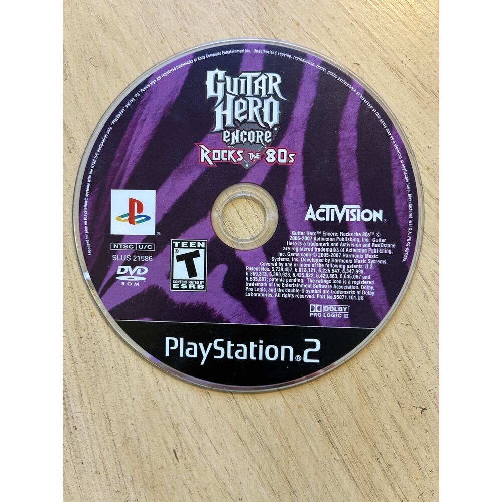 Guitar Hero Encore: Rocks the 80s (Sony PlayStation 2, 2007) PS2 Game Disc Only